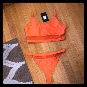 🔥 Orange high waisted two piece bathing suit 🔥